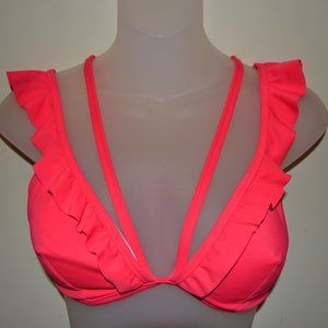 PINK by Victoria's Secret neon pink swim suit TOP ONLY Size Large EUC